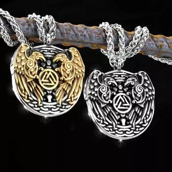 Подвеска с головой волка викингов из скандинавской нержавеющей стали 316L, ювелирная подвеска Viking Valknut серебряный
