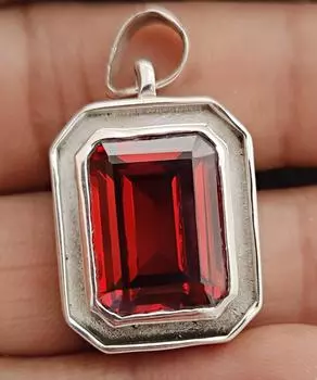 Подвеска с гранатом, подарок для нее, чистое серебро 925 пробы, драгоценный камень изумрудной огранки 16x12 мм, женское ожерелье, серебряный кулон