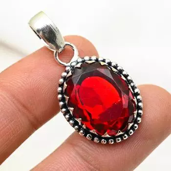 Подвеска с гранатом, ювелирные изделия из цельного серебра 925 пробы с драгоценными камнями, подвеска ручной работы, для свадебного подарка 1.45 Inches красный