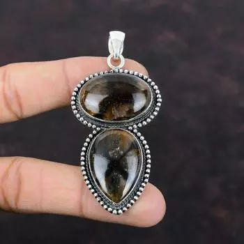 Подвеска с хиастолитом, новейший дизайн ювелирных изделий, подвеска из стерлингового серебра 925 пробы, драгоценный камень, ювелирные изделия ручной работы, винтажный кулон, подарок для нее, элегантный кулон