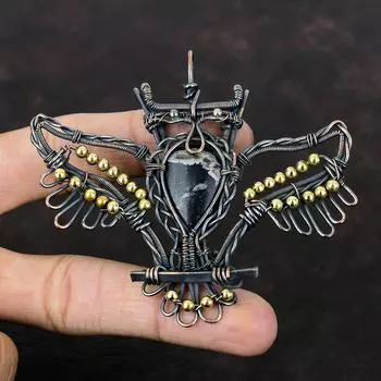 Подвеска с хризантемой Медная проволока Обернутая подвеска с драгоценным камнем Ювелирные изделия с хризантемой Подвеска в виде совы Подвеска ручной работы Ювелирные изделия из медной проволоки для подарков