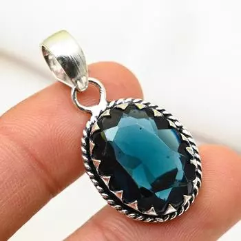 Подвеска с индиголитом, ювелирное изделие из цельного серебра 925 пробы с драгоценными камнями, подвеска ручной работы, на День благодарения 1.45 Inches синий