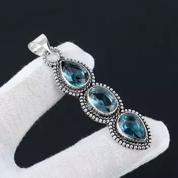 Подвеска с индиколитом, Подвеска с драгоценным камнем из стерлингового серебра 925 пробы, Ювелирные изделия с индиколитом, Подарки ручной работы, Ювелирные изделия ручной работы для подарков Ювелирные изделия для нее 2.55