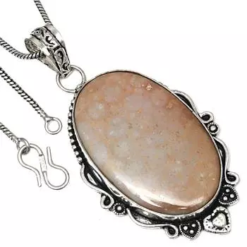 Подвеска с ископаемым коралловым драгоценным камнем, подарок на день святого Валентина, серебряное ювелирное изделие 2,5 дюйма