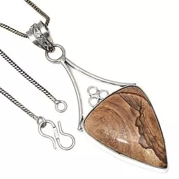 Подвеска с изображением яшмы, драгоценного камня, ко Дню святого Валентина, этническое серебряное украшение 2,75 дюйма