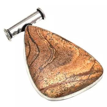 Подвеска с изображением яшмы, драгоценного камня, подарок на День матери, серебряное украшение, 2 дюйма