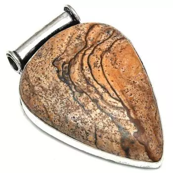 Подвеска с изображением яшмы, драгоценного камня, подарок на День матери, серебряное украшение, 2 дюйма