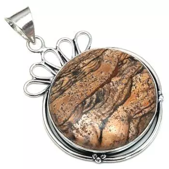 Подвеска с изображением яшмы, драгоценного камня, подарок на День матери, серебряное украшение, 2 дюйма