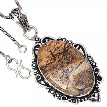 Подвеска с изображением яшмы, драгоценного камня, подарок на день святого Валентина, серебряное украшение 2,5 дюйма