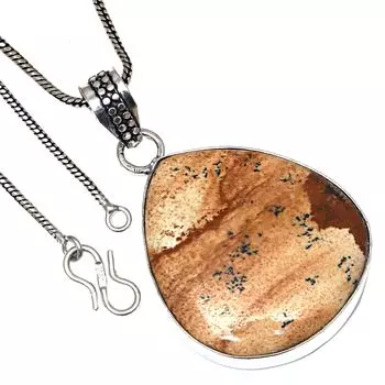 Подвеска с изображением яшмы, драгоценного камня, ручная работа, День святого Валентина, серебряное украшение 2 дюйма