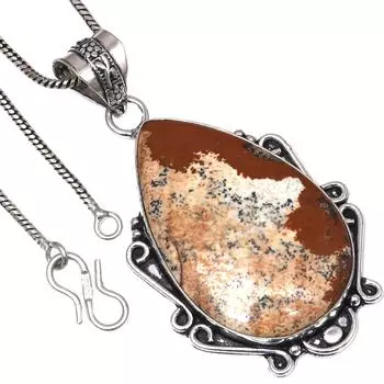 Подвеска с изображением яшмы, драгоценного камня, ручная работа, серебряное украшение ко Дню святого Валентина, 2,25 дюйма