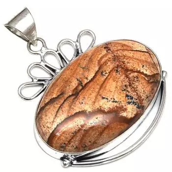 Подвеска с изображением яшмы, драгоценного камня, ручной работы, подарок для нее, серебряное украшение 2