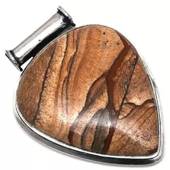 Подвеска с изображением яшмы, драгоценного камня, ручной работы, подарок для нее, серебряное украшение 2