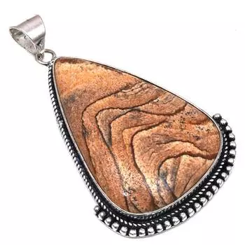 Подвеска с изображением яшмы, драгоценного камня, ручной работы, подарок для нее, серебряные украшения 2,5 дюйма