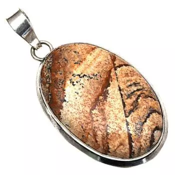 Подвеска с изображением яшмы, драгоценный камень, подарок для нее, серебряные украшения 2,25 дюйма