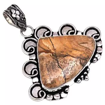 Подвеска с изображением яшмы, драгоценный камень, подарок для нее, серебряные украшения 1,75