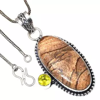 Подвеска с изображением яшмы лимонного топаза с драгоценным камнем ValentineDay серебряное украшение 2,75