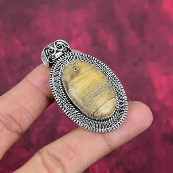 Подвеска с изображением яшмы, ювелирные изделия из стерлингового серебра 925 пробы, подвеска с драгоценными камнями, подарок для ее изысканных украшений ручной работы 2.16 Inches жёлтый