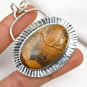 Подвеска с изображением яшмы, ювелирные изделия из стерлингового серебра 925 пробы, подвеска с драгоценными камнями, подарок для ее изысканных украшений ручной работы 2.13 Inches жёлтый