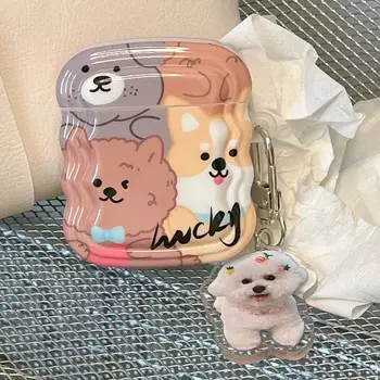 Подвеска с изображением щенка Ins для собаки, волнистый противоударный милый защитный чехол для телефона для Iphone 14 Pro Max Plus 11 12 13 14 Promax Back Shell For Airpods 1 2