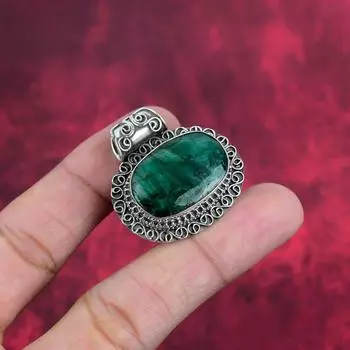 Подвеска с изумрудом, серебряная подвеска 925 пробы, подвеска ручной работы с драгоценными камнями на День памяти 1.50 Inches зелёный