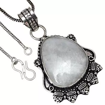 Подвеска с кабошоном из лунного камня, подарок на день святого Валентина, серебряное ювелирное изделие 2,25 дюйма