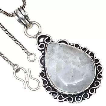 Подвеска с кабошоном из лунного камня, подарок на день святого Валентина, серебряное ювелирное изделие 2,25 дюйма