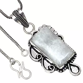 Подвеска с кабошоном из лунного камня, серебряное украшение в подарок на День святого Валентина, 2 дюйма