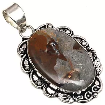 Подвеска с камнем халцедоном, подарок для нее, серебряные украшения 2,25 дюйма