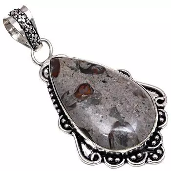 Подвеска с камнем халцедоном, подарок для нее, серебряные украшения 2,25 дюйма