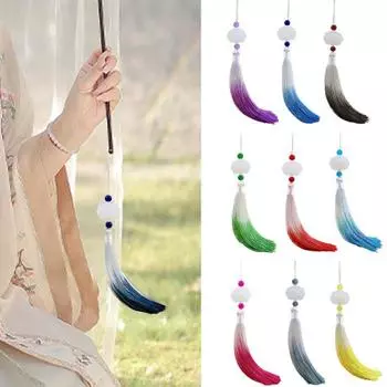 Подвеска с кисточкой и ремешком с градиентом, не выцветающая, устойчивая к выцветанию, анти-потеря, двусторонняя сделай сам, лотос Хан, китайская одежда, ухо с кисточкой для веера