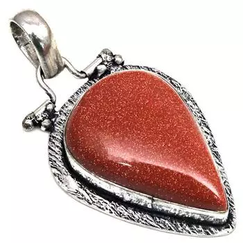 Подвеска с красным драгоценным камнем Санситара, подарок для нее, серебряное украшение 1,75 дюйма