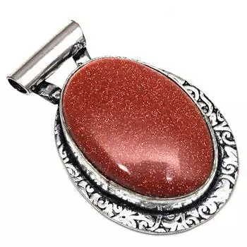 Подвеска с красным драгоценным камнем Санситара, подарок для нее, серебряное украшение 1,75 дюйма