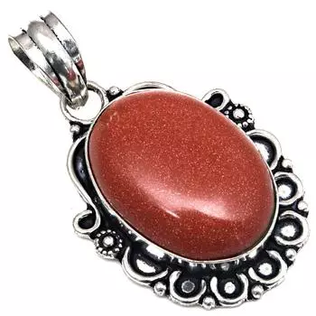 Подвеска с красным драгоценным камнем Санситара, подарок для нее, серебряное украшение 2 дюйма