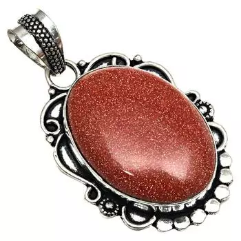Подвеска с красным драгоценным камнем Санситара, подарок для нее, серебряное украшение 2 дюйма