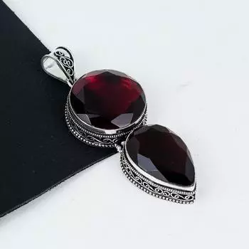 Подвеска с красным гранатом, серебро 925 пробы — дизайн ручной работы, повседневные украшения, уникальная подвеска с красным гранатом, подарки на День матери 2.95 красный
