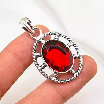 Подвеска с красным гранатом, ювелирные изделия из драгоценного камня, 925 пробы, кулон из стерлингового серебра, ювелирное изделие ручной работы, кулон с камнем по дате рождения, подарок для него 1.96 Inches красный