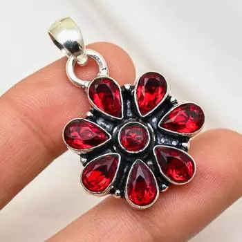Подвеска с красным гранатом, ювелирные изделия из драгоценного камня, 925 пробы, кулон из стерлингового серебра, ювелирное изделие ручной работы, кулон с камнем по дате рождения, подарок для него 1.77 Inches красный