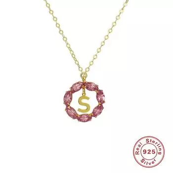 Подвеска с круглым цирконием в форме буквы «О» с 26 бриллиантами в форме буквы «О» из стерлингового серебра с допамином