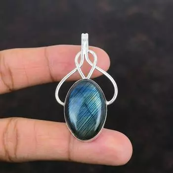 Подвеска с лабрадоритом, подвеска из настоящего драгоценного камня, ювелирное изделие ручной работы, серебряный кулон 925 пробы, ювелирное изделие с лабрадоритом, дизайнерская подвеска, подарки для него