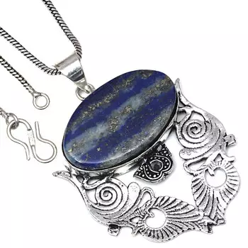 Подвеска с лазуритом, драгоценным камнем, подарок на день святого Валентина, серебряное ювелирное изделие, 2 дюйма