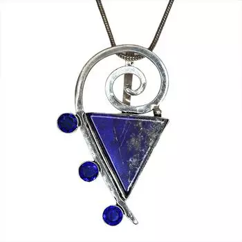 Подвеска с лазуритом, серебряное украшение, 2,5 дюйма, драгоценный камень, ручная работа, стерлинговое серебро