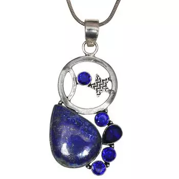 Подвеска с лазуритом, серебряное украшение, 2,5 дюйма, драгоценный камень, ручная работа, стерлинговое серебро