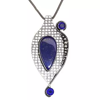 Подвеска с лазуритом, серебряное украшение, 2,5 дюйма, драгоценный камень, ручная работа, стерлинговое серебро