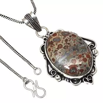 Подвеска с леопардовой кожей и драгоценным камнем Джаспер ко Дню святого Валентина, серебряное украшение 2 дюйма