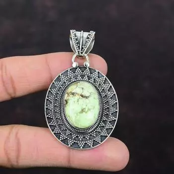Подвеска с лимонным хризопразом в винтажном стиле, подвеска из стерлингового серебра 925 пробы, подвеска ручной работы, потрясающие ювелирные изделия из драгоценных камней, женский специальный подарок