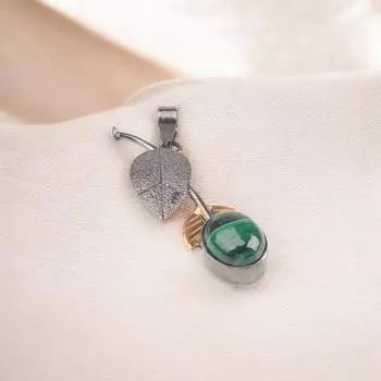 Подвеска с малахитом, серебро 925 пробы, зеленый драгоценный камень, украшения ручной работы для мамы PP-55-34