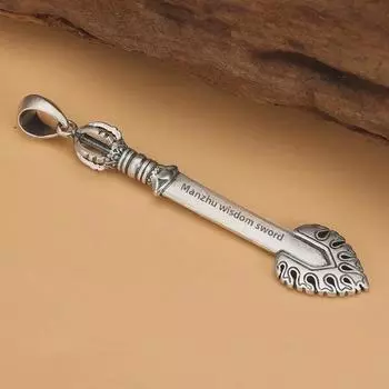 Подвеска с мечом мудрости Манджушри Бодхисаттвы из стерлингового серебра S925 - ретро-ожерелье из тайского серебра для мужчин, персонализированные ювелирные изделия 925 silver