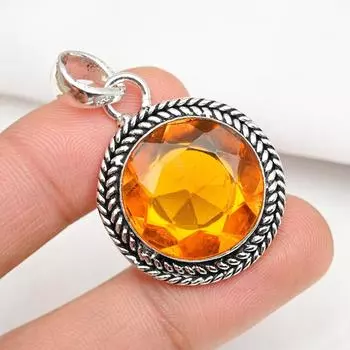 Подвеска с медовым топазом, подвеска из цельного серебра 925 пробы, ювелирные изделия с драгоценными камнями ручной работы, подарки для жены, абсолютно новый кулон 1.69 Inches жёлтый