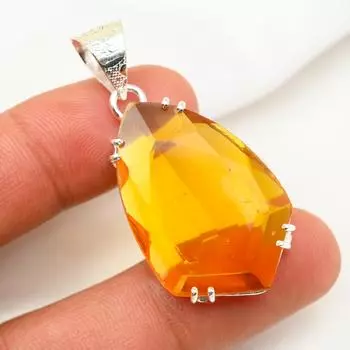 Подвеска с медовым топазом, подвеска из цельного серебра 925 пробы, ювелирные изделия с драгоценными камнями ручной работы, подарки для жены, абсолютно новый кулон 1.81 Inches жёлтый